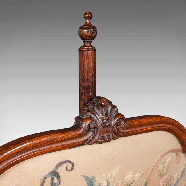Wood Antique Pole Screen, English, Embroidered Fire Panel, Reflector, Early Victorian For Sale - Image 7 of 12