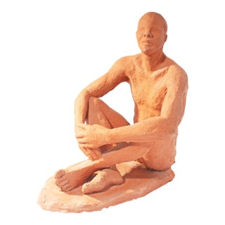 1965 Terra Cotta Sculpture of a Male Figure by C. Yager For Sale