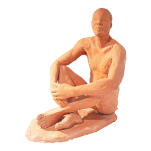 1965 Terra Cotta Sculpture of a Male Figure by C. Yager