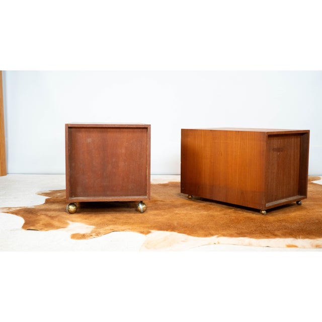 Wood 1960s Finn Juhl France and Son Rolling Cabinets - A Pair For Sale - Image 7 of 13