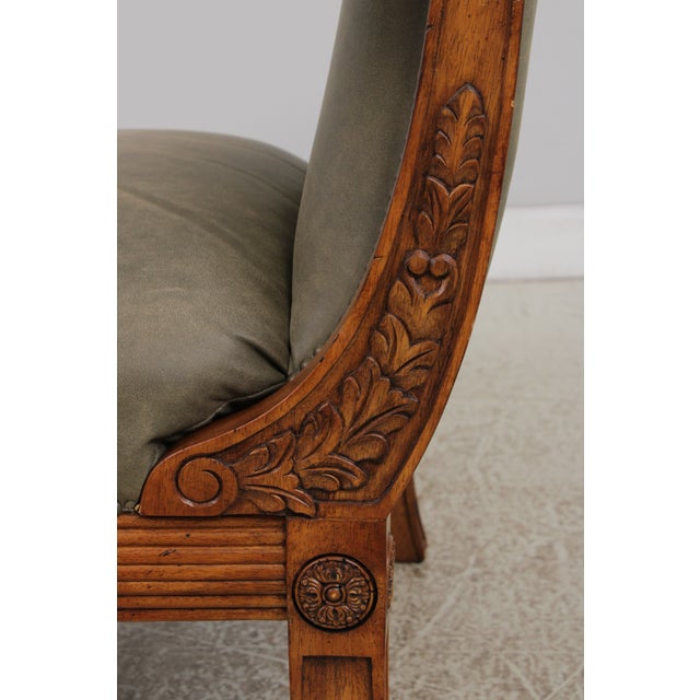 French Louis XVI Carved Leather Arm Chair For Sale - Image 15 of 17