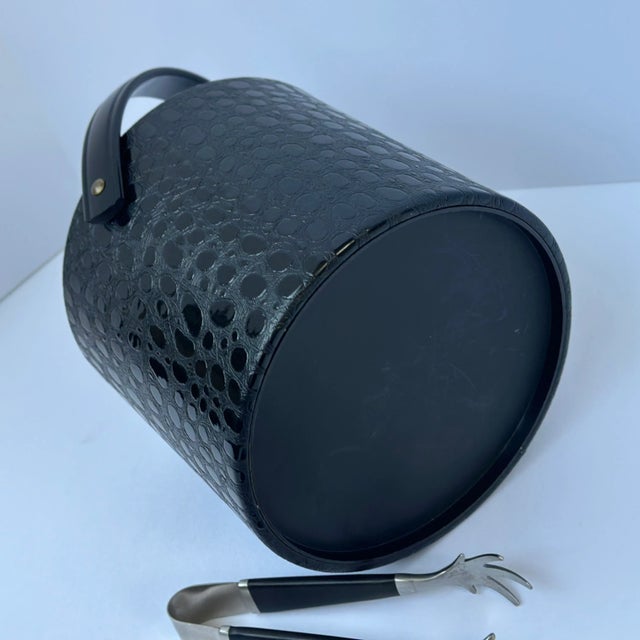 Mid-Century Modern Faux Crocodile Ice Bucket With Tongs For Sale In Philadelphia - Image 6 of 12