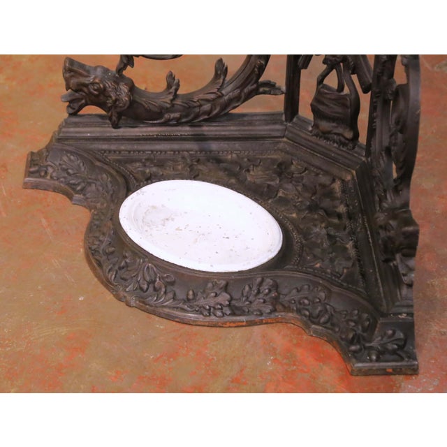 Metal 19th C. French Gothic Revival Iron Corner Hall Stand in the Manner of Corneau For Sale - Image 7 of 16