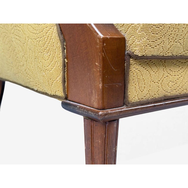 Wood Danish Modern, Lounge Chair, Fabric, Stained Wood, Denmark, 1940s For Sale - Image 7 of 14