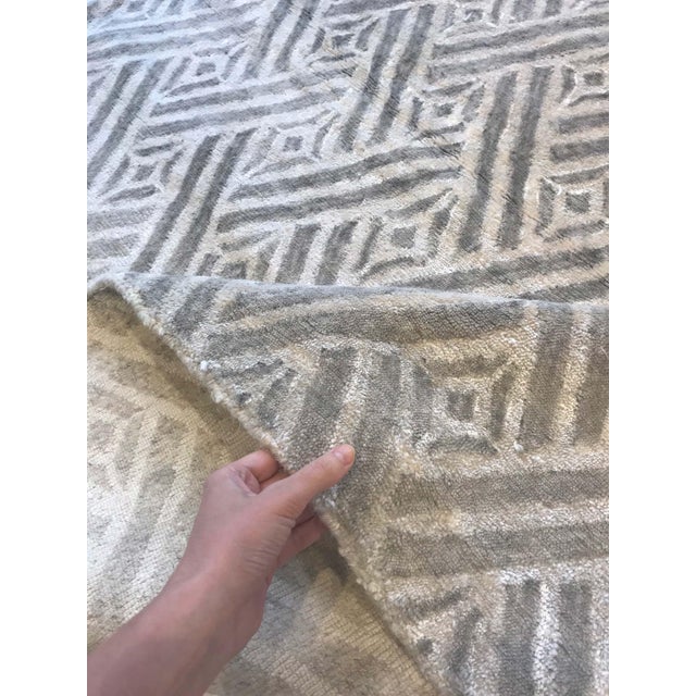 Large Contemporary Geometric Knotted Lambswool Rug by Doris Leslie Blau For Sale - Image 4 of 4