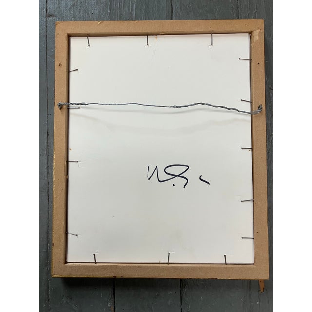 Original 4.5 x 6.5 ink drawing on black paper signed on reverse Overall size with vintage frame with fancy French mat is 9...