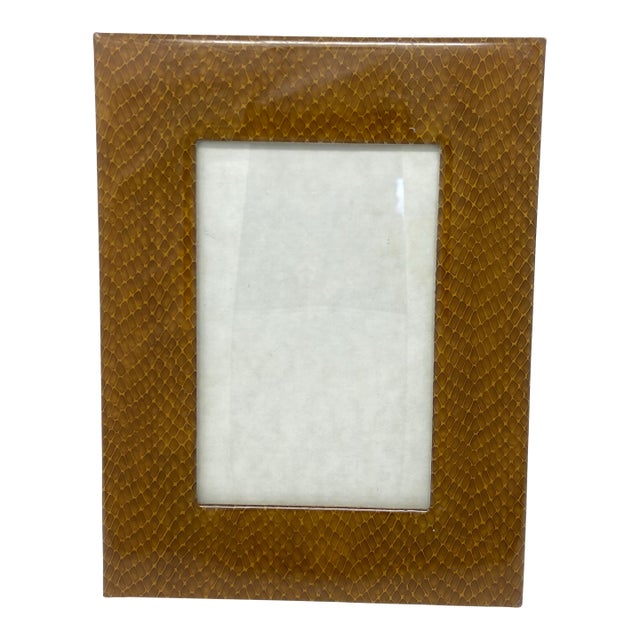 Vintage Italian Faux Snakeskin Lacquered Picture Frame For Sale