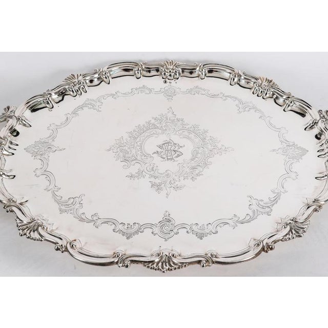 Antique Victorian Oval Silver Plated Tray by Thomas Bradbury & Sons, 19th Century For Sale - Image 6 of 18
