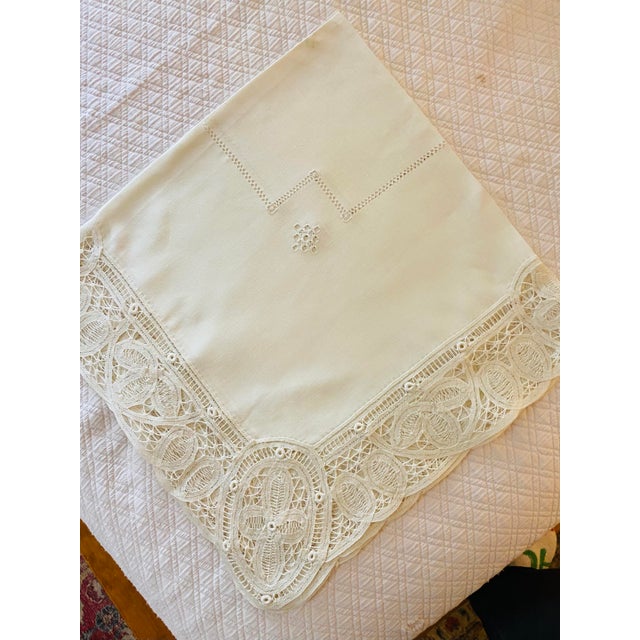 Antique Battenberg Tape Lace Tablecloth, 8 Placemats, Runner and 8
