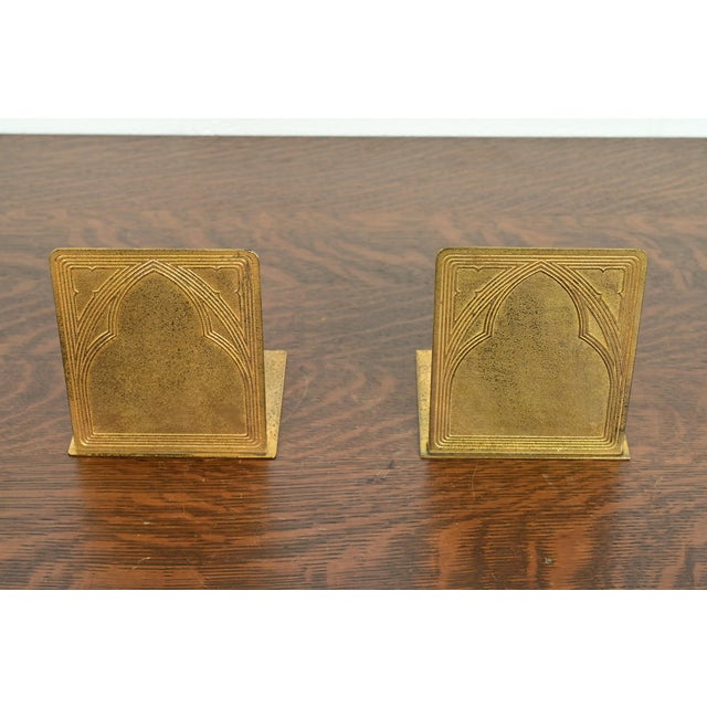 Art Deco Tiffany Studios New York Graduate Pattern Bronze Doré Bookends, Circa 1910 For Sale - Image 3 of 13