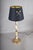 1950s Onyx and Brass Column Table Lamp with Black Shade, 1950s For Sale - Image 5 of 10