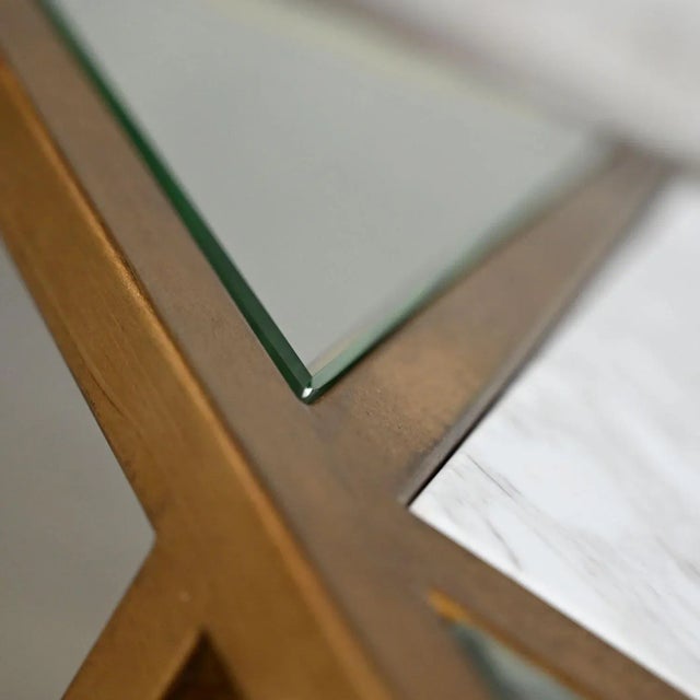 Chelsea House Jamie Merida Collection Iron Antique Gold Leaf Harlequin Side Table For Sale - Image 13 of 18
