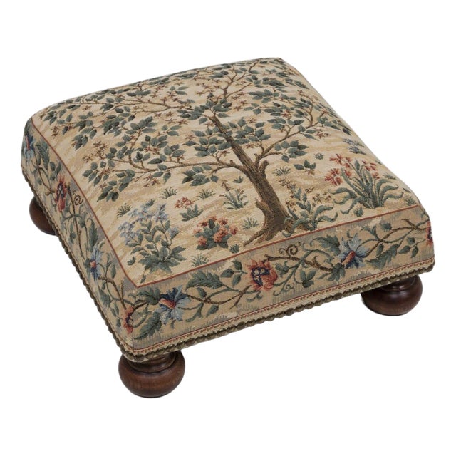 Tree of Life Light Tapestry Footstool For Sale