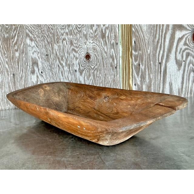Wood Vintage Boho Hand Carved Dough Bowl For Sale - Image 7 of 12