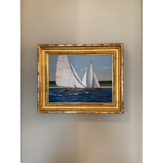 Nautical ‘Racing Alerions’ by Forrest Rodts (Original Signed Oil Painting) For Sale - Image 3 of 12