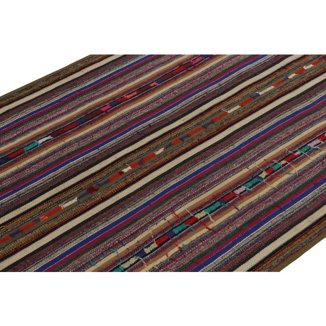 Rug & Kilim 1950s Vintage Chaput Kilim in Multicolor Striped Patterns For Sale - Image 4 of 7