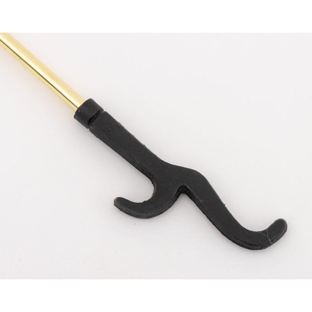 Modern Brass and Black Marble Fireplace Tool Set For Sale - Image 10 of 14