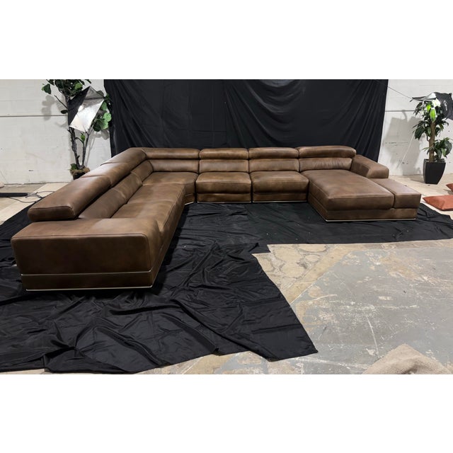 Loom Earthline Leather Modular Sectional Special Edition For Sale - Image 9 of 14