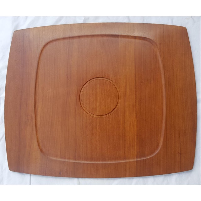 1960s Dansk Quistgaard Design Knife Edged Staved Teak Serving Tray Platter For Sale - Image 13 of 13