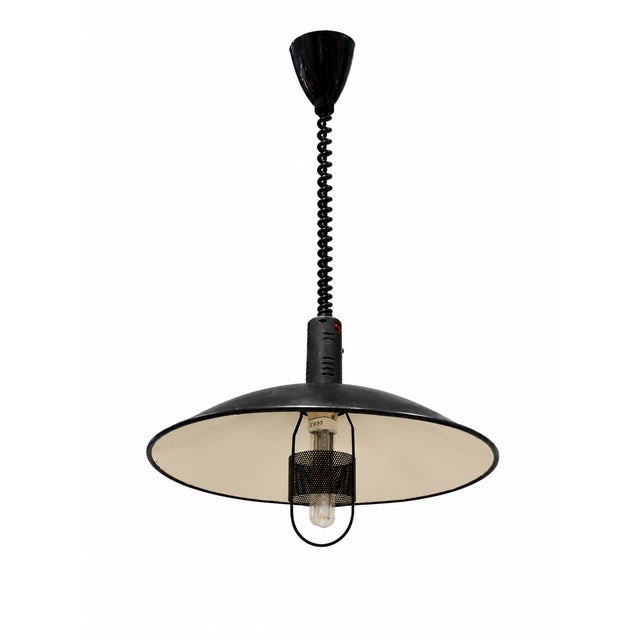 1980s Vintage Adjustable Industrial Black Metal Pendant Lamp, 1980s For Sale - Image 5 of 6