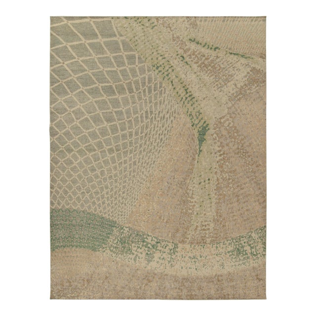 Rug & Kilim’s Oversized Dustin Rug in Cream and Green, 12x18 For Sale