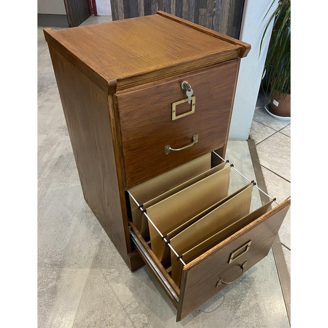 Brown Vintage Filing Cabinet in Oak, 1950s For Sale - Image 8 of 11