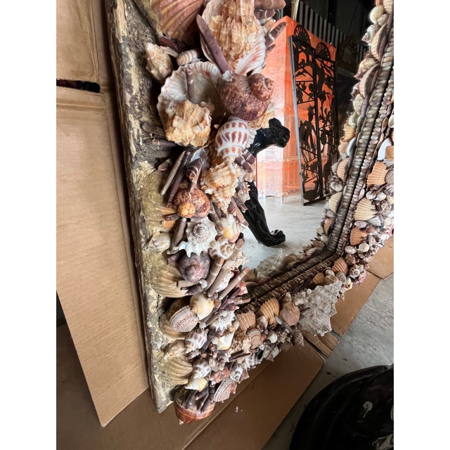 Vintage Coastal Seashell Wall Mirror – Handcrafted Shell Art For Sale - Image 10 of 10