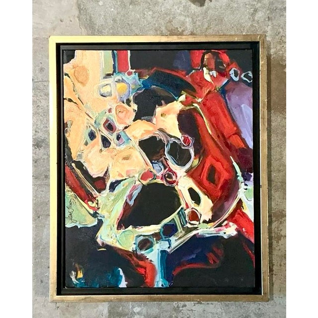 Vintage Boho Original Abstract Oil on Canvas For Sale - Image 12 of 12