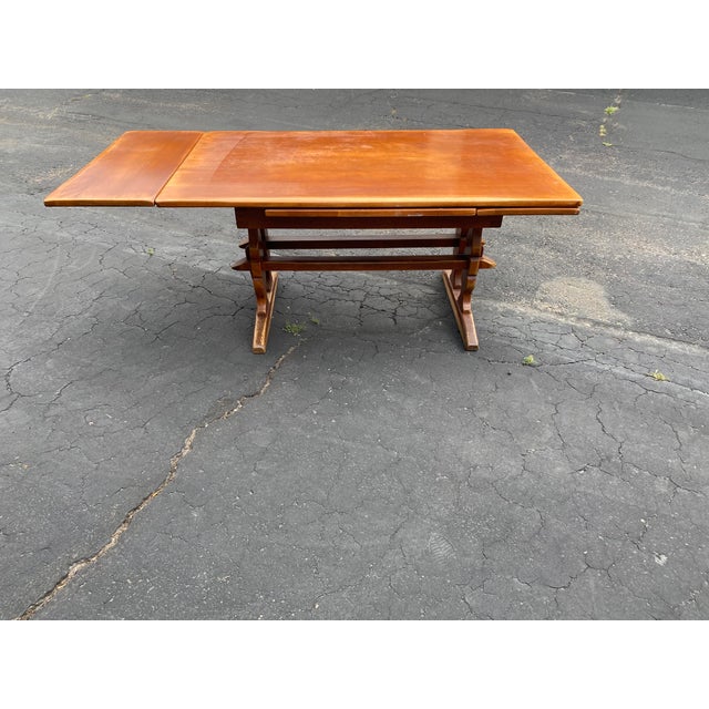Americana Cushman Maple Double Trestle Dining Table/Desk by Herman
