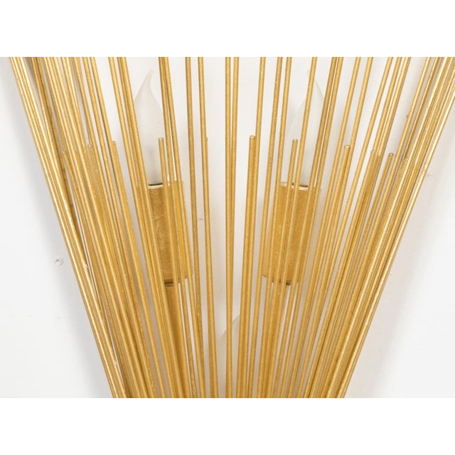 Late 20th Century Vintage French 1970s Three-Light Sunray Sconces - a Pair For Sale - Image 5 of 9
