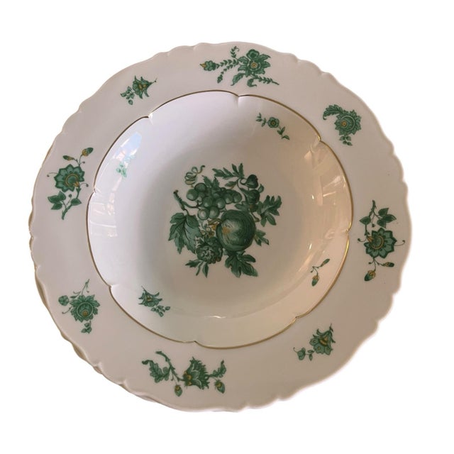 French Country Vintage Haviland Limoges Chevalier Set of 6 Soup Bowls Traditional Green France Floral Farmhouse French Country English Cottage For Sale - Image 3 of 5