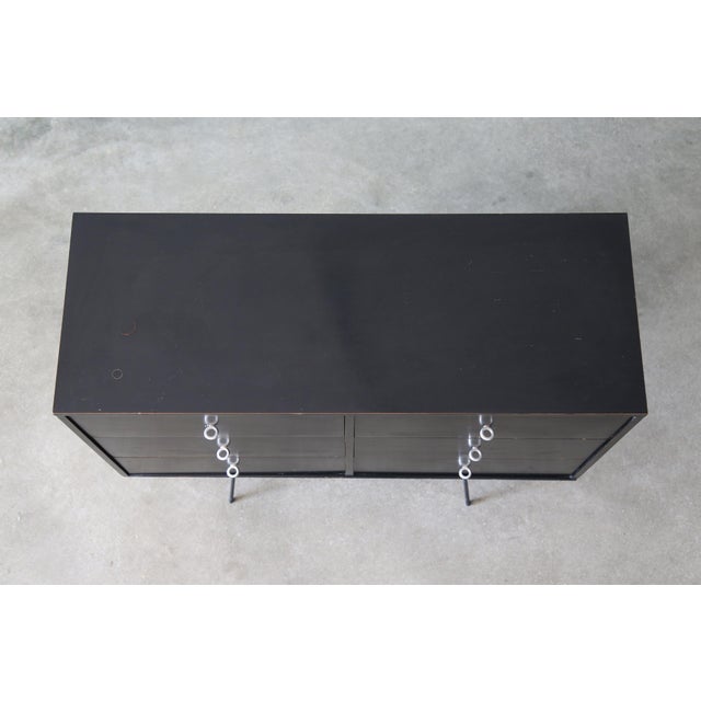 Early Paul McCobb 1950s Black Birch Cabinet on Iron Base Mid Century Modern For Sale - Image 10 of 13