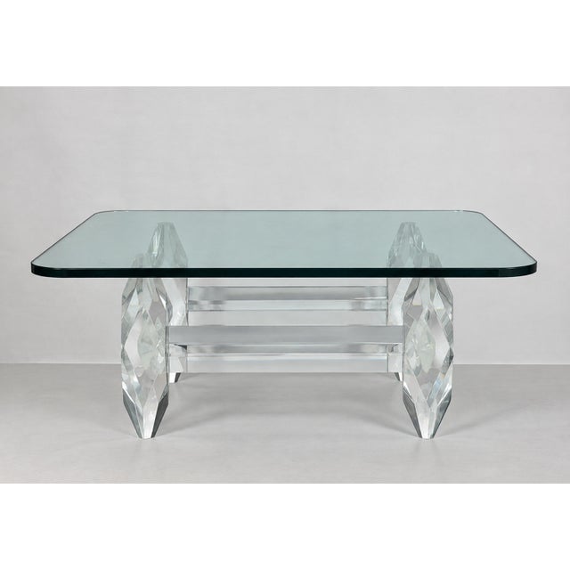 Transparent Amparo Calderon Tapia “Diamante” Sculptural Lucite & Glass Coffee Table For Sale - Image 8 of 18
