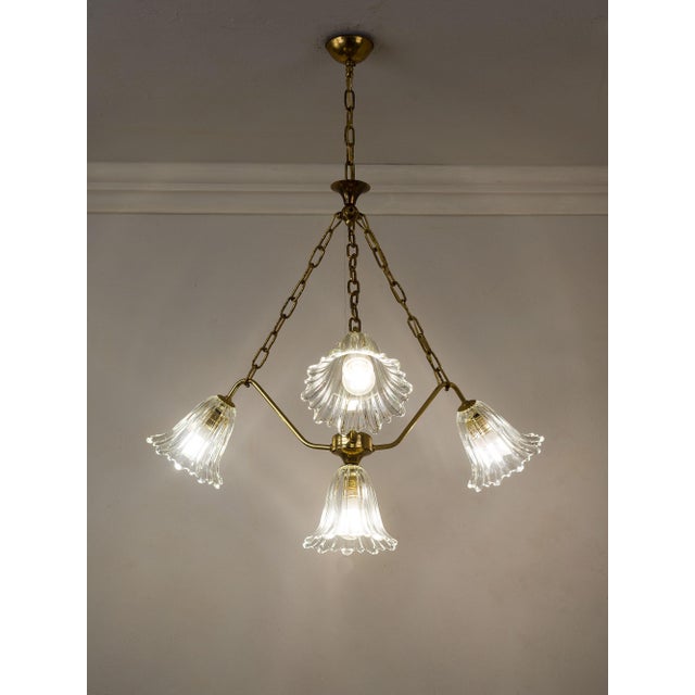 Mid-Century Murano Glass 4-Light Chandelier, 1950s For Sale - Image 9 of 9