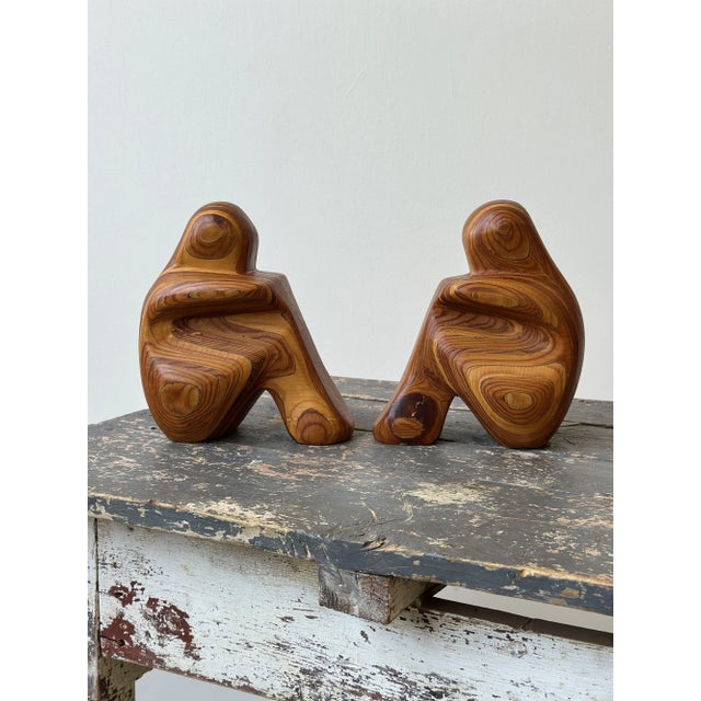 Vintage Laminated Wood Figural Bookends by Robert Hargrave, Circa 1970s-80s For Sale - Image 11 of 16