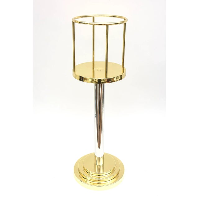 Vintage 1970's Larry Laslo Signed Brass and Silver Plate Champagne Wine Stand Italian Restored For Sale In Miami - Image 6 of 13