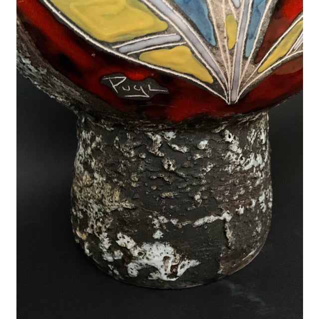 Blue Large Brutalist Ceramic Pitcher by Pugi, Monaco, 1970s For Sale - Image 8 of 12
