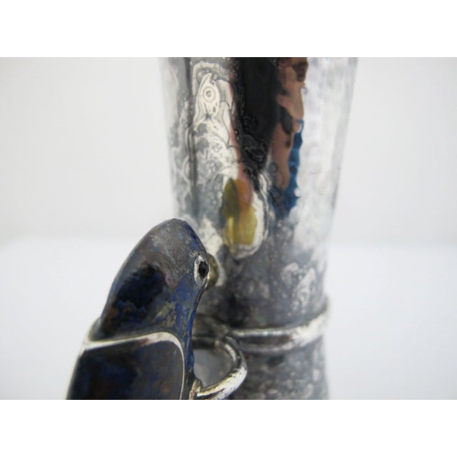 Metal Los Castillo Taxco Mexico Silver Lapis Lazuli Parrot Double Jigger Shot Pair For Sale - Image 7 of 13