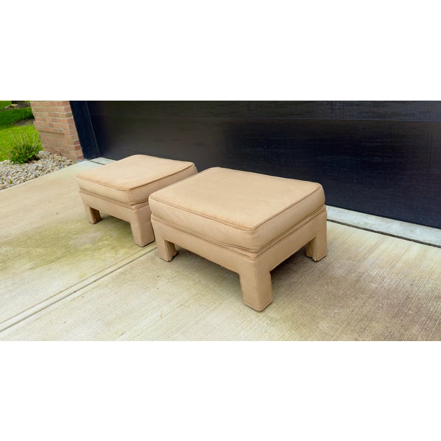 Mid 20th Century Vintage Mid-Century Modern Contemporary Low Ottoman Bench Stools - A Pair For Sale - Image 4 of 7