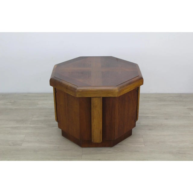 Mid-century walnut octagonal side table with storage space this table is solid built Dimensions; 26"Width x 26"Depth x...