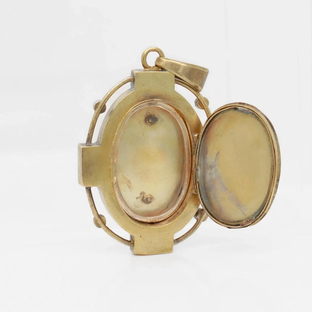 Metal Antique Victorian 14k Gold and Seed Pearl Pendant Locket for a Necklace For Sale - Image 7 of 16