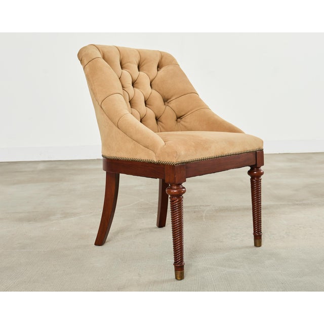 Ralph Lauren Ralph Lauren Regency Style Tufted Suede Mayfair Chair For Sale - Image 4 of 17