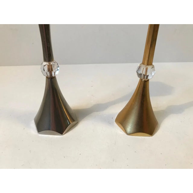 Metal Mid-Century Gold Plated Candleholders by Hugo Asmussen, 1960s, Set of 2 For Sale - Image 7 of 8