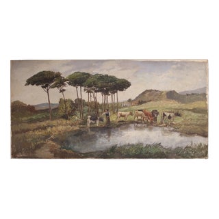 Giron, Bucolic Landscape, 20th Century, Oil Painting on Canvas For Sale