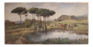 Giron, Bucolic Landscape, 20th Century, Oil Painting on Canvas