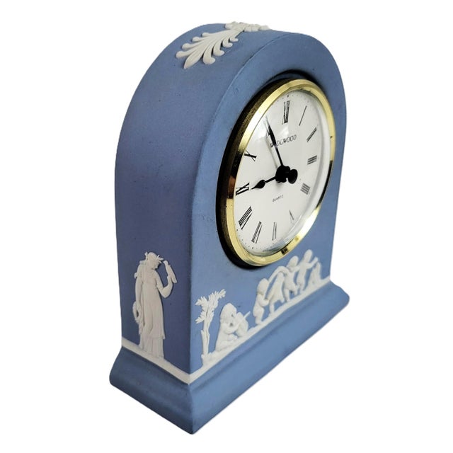 For sale is a wonderful Vintage 20th C Neoclassical Wedgwood Jasperware Desk / Shelf Clock. Beautiful “Wedgwood Blue”...