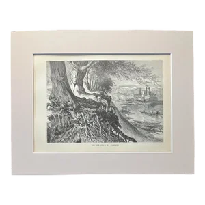 Antique 1874 Wood Engraving "The Savannah, at Augusta" Georgia in 11x14 Mat