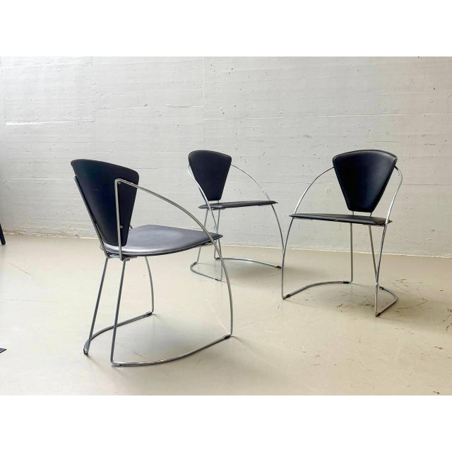 Mid-Century Modern Vintage Linda Dining Chairs by A. Rizzatto for Lo Studio, 1980s, Set of 4 For Sale - Image 3 of 9