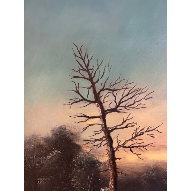 Large Antique Victorian Adirondack Landscape Oil Painting Snow Scene in Ornate Gold Frame For Sale In Philadelphia - Image 6 of 12