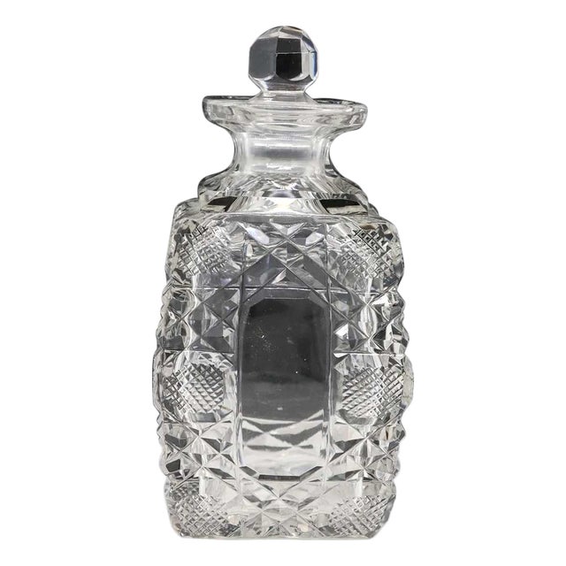 American Victorian Bright Cut Glass Perfume Bottle For Sale